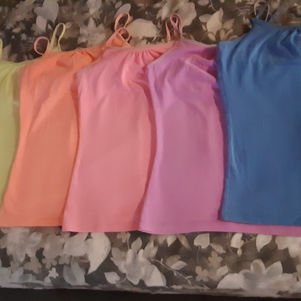 Cherokee cotton adjustable strap tank tops girls size L 10/12 (4) asst c…
